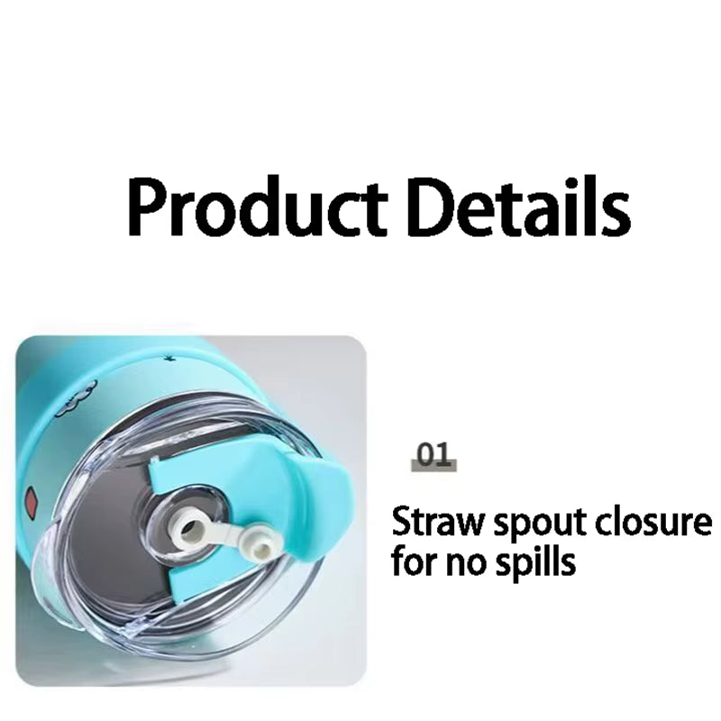 Hello Kitty 1200Ml Thermos Water Bottle with Straw Mug Kuromi Melody 304 Stainless Iced Coffee Cups Cinnamoroll Waterbottle Gift